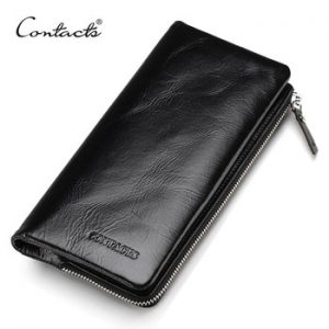 CONTACT'S 2020 New Classical Genuine Leather Wallets Vintage Style Men Wallet Fashion Brand Purse Card Holder Long Clutch Wallet