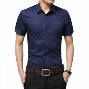 2020 Summer New Men's Shirt Brand Luxury Men Cotton Short Sleeves Dress Shirt Turn-down Collar Cardigan Shirt Men Clothes