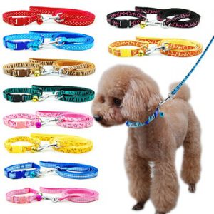 Dog Cat Collar Leash Adjustable Collar lead with Bell for Puppy Small Dog Outdoor Walking Chihuahua Terier Schnauzer