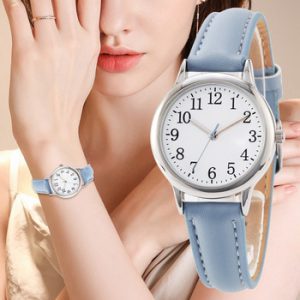 Japan Movement Women Quartz Watch Arabic Numbers Easy Reading Leather Straps Lady Candy Color Simple Dial