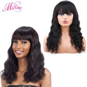 Ocean Wave Human Hair Wig Loose Wave Brazilian Wig With Bangs Natural Wigs For Women Non Remy Hair Ms Love