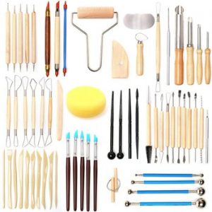 61PCS Ceramic Clay Tools Set Polymer Clay Tools Pottery Tools Set Wooden Pottery Sculpting Clay Cleaning Tool Set tool sculpture