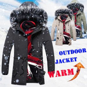 Thick Warm Winter Jacket Men Fleece Lined Hooded Parka Jacket Mens Fur Collar Coat Veste Dhiver Hommes Long Jacket Coat