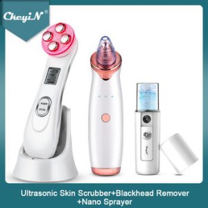 RF EMS LED Face Light Therapy Beauty Machine Anti Aging Wrinkles + Vacuum Suction Blackhead Remover + MIni Nano Mister Spayer 48