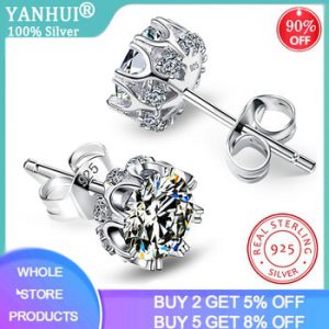 With Certificate 925 Sterling Silver 1.5ct Lab Diamond Stud Earrings for Women Elegant Wedding Jewelry pendientes mujer moda