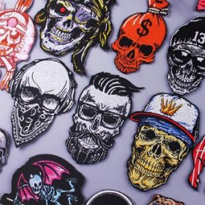 Punk/Skull Patch Iron On Patches On Clothes Embroidered Patches For Clothing Embroidery Patch Stickers Orangutan Applique Stripe