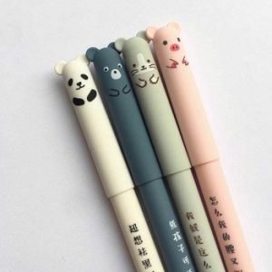 1pcs Cartoon Animals Erasable Pen 0.35mm Refill Rods Cute Panda Cat Pens Kawaii Ballpoint pen For School Writing Washable Handle