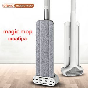 Magic Squeeze Flat Cutting Mop Hands Free For Wash Floor Household Kitchen Floors Cleaning With Microfiber Replacement Mop Head