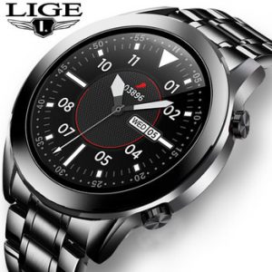 LIGE 2020 Steel Band Smart Watch Men Full Touch Screen Sports Fitness Watch Waterproof Bluetooth For Android ios smartwatch Mens