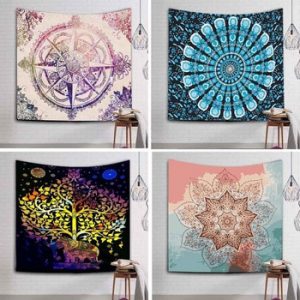 229x150cm Large Mandala Indian Tapestry Wall Hanging Bohemian Beach Towel Polyester Thin Blanket Yoga Mat Rug Shawl Throw Sheet