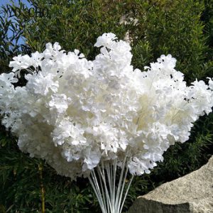 95cm Silk Hydrangea White Branch Drifting Snow Gypsophila  Artificial Flowers Cherry Blossoms Wedding Arch Decorate Fake flower