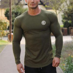 Muscleguys Brand 2019 Fashion Clothes Solid Color Long Sleeve Slim Fit T Shirt Men Cotton Casual T-Shirt Streetwear Gyms Tshirts