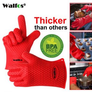 WALFOS 1 piece food grade Cooking Baking BBQ glove Heat Resistant Silicone BBQ Grill Glove barbecue grilling glove BBQ tools