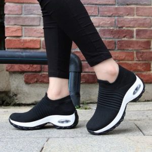 Womens Flats Slip On Shoes for Women Sock Sneakers Platform 2019 Comfortable Soft Ladies Spring Buty Damskie Sepatu Wanita Black