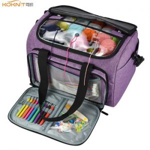 KOOKNIT Knitting Bag Yarn Tote Organizer with Inner Divider for Wool Crochet Hooks Knitting Needles Sewing Set DIY Storage Bag