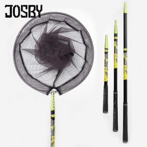 JOSBY 2.1M 3M Collapsible Catch Fishing Net Foldable Carbon Long Handle Telescopic Fish Catching Landing Nets Gear