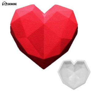 SHENHONG Diamond Heart 3D Cake Moulds Silicone Mold Geometric Rhombus For Ice Creams Chocolates Pastry Art Pan Bakeware