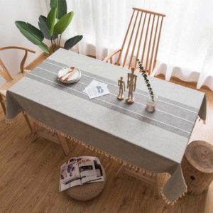 Tassel Plaid Decorative Linen Tablecloth Oilproof Thick Rectangular Wedding Dining Table Cover Coffee Grey Tea Table Cloth