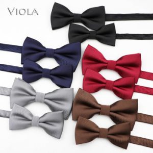 Tuxedo Solid Polyester Parent-Child Bow Tie Set Formal Kids Pet Men Suit Butterfly Business Dinner Wedding Bowtie Gift Accessory