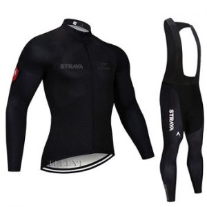 2019 STRAVA Autumn Long Sleeve Cycling Jersey Set Bib Pants Ropa Ciclismo Bicycle Clothing MTB Bike Jersey Uniform Men's Clothes