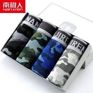 NANJIREN Underwear Panties Mens 4Pcslot Underwear Camouflage Organic Natural Cotton Model Boxers Men Ventilate Plus Size Boxers