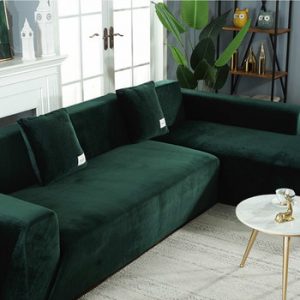 Velvet Plush L Shaped Sofa Elastic Furniture Couch Slipcover for Living Room Stretch Slipcover Couch Cover with Pillowcase