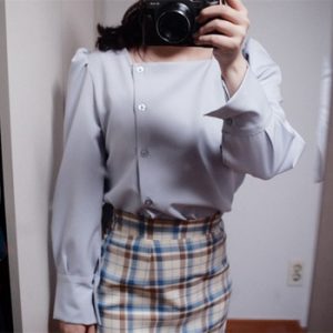 HziriP Gentle 2020 Square Collar All-Match Lantern Sleeves Casual High Quality Loose Office Lady Stylish Brief Women Shirts