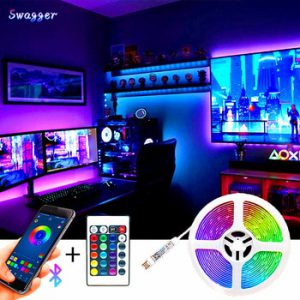 Bluetooth SMD5050 LED Strip Light Flexible Lamp 1M 2M 3M 4M 5M Tape Diode DC5V Desk Screen TV Background Room Lighting USB Cable