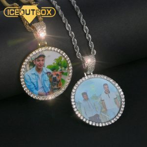 Hot Custom Photo Pendant Necklace Personality Men's Hip Hop Jewelry With 4mm Tennis Chain Cubic Zircon Gold Silver Rose Gold