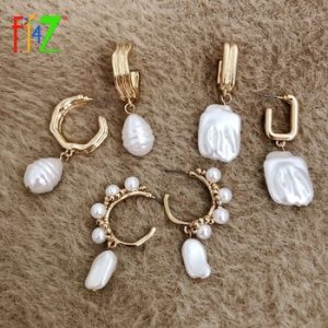 F.J4Z PROMO CODE(FJ4Z1216) Trend Hot Irregular Pearl Earrings for Women Baroque Simulated Pearl Charms Statement Earrings Gifts