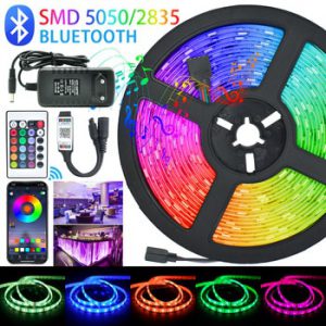 LED Strips Lights Bluetooth Luces Led RGB 5050 SMD 2835 Flexible Waterproof Tape Diode 5M 10M 15M DC 12V Remote Control+Adapter