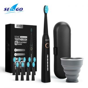 Seago Sonic Electric Toothbrush Tooth brush USB Rechargeable adult Waterproof Ultrasonic automatic 5 Mode with Travel case