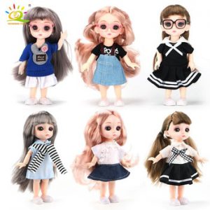 HUIQIBAO 15cm 1/12 BJD 13 Moveable Jointed Doll Baby Doll Naked Nude Body with Clothes Fashion Dolls Toys For Children Kids Girl