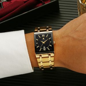 Fashion Stainless Steel Watches Men 2021 WWOOR Square Waterproof Quartz Watch Men Top Brand Luxury Gold Black Wristwatch For Man