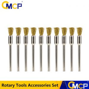 CMCP 10pcs 3.0mm Shank Stainless Steel /Nylon/Brass Polishing Brush Set Wire Polish Brush For Dremel Rotary Accessories