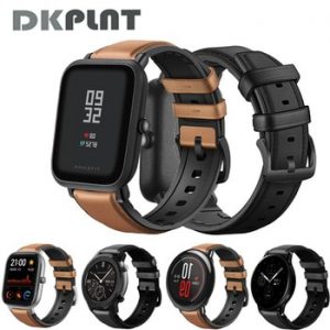 DKPLNT 20/22mm Genuine leather Strap For Amazfit Bip S gts gtr Bracelet for xiaomi Amazfit GTR 42mm 47mm Pace Stratos Strap