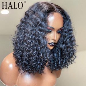 Jerry Curly 4x4 lace closure Wig Pre Plucked Lace Front Human Hair Wigs For Black Women Glueless Short Bob Wig Remy Deep Wave