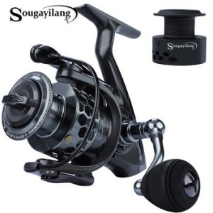 Sougayilang 13+1BB Spinning Fishing Reel with Spare Spool 5.1:1 5.5:1 Fishing Coil Reel Wheel XY1000-5000 Semi-metallic Handle