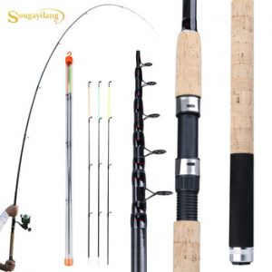 Sougayilang Feeder Fishing Rod Telescopic Spinning/6 Sections Travel Rod 3.0 3.3 3.6m Pesca Carp Feeder 60-180g Pole Fish Tackle