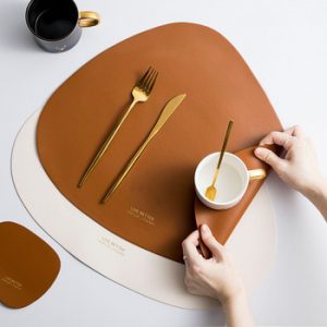 Drop-shaped Shape Placemat Plate Mat Food Grade Leather Table Pad Waterproof Heat Insulation Kitchen Gadget Easy Cleaning