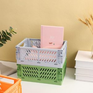 JIANWU High Capacity Foldable Plastic Storage Basket Desktop Organizer Journal Tape Sundries Storage Box for Stationery School