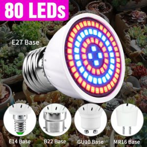 80leds 220V LED Grow Lamp Full Spectrum LED Plant Growth Lamp Indoor Lighting Grow Lights Plants E27 Hydroponic System Grow Box