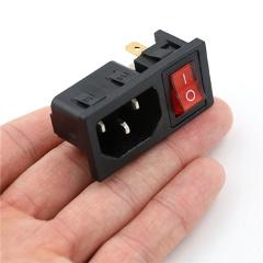 AC 10A 250V 3Pins Rocker Switch Power Socket Fused IEC 320 C14 Inlet Fuse Switch Connectors Plug Connectors