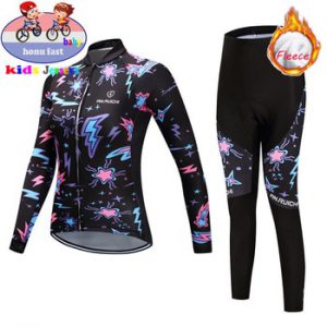 2020 Pro Kids Winter Thermal Fleece Cycling Jersey Set MTB Bicycle Girl Cycling Clothes Warm Bike Children Cycling Clothing Suit