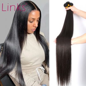 Links Brazilian Hair Weave Bundles 1/3/4 Straight Bundles Natural Color 28 30 32 34 40 Inch Bundles Remy Hair Extensions