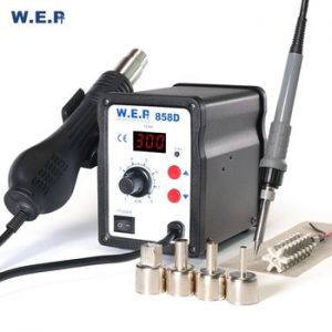 WEP 858D Hot Air Gun Soldering Station SMD Solder Station Temperature 500 Digital Display Desoldering Station BGA Rework Station