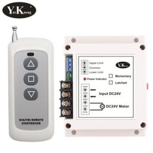 DC 24V 40A 2CH Motor Remote Control Switch Motor Forwards Reverse Up Down Stop Door Window Curtain Wireless TX RX Limited Switch