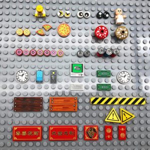 Compatible City Accessories Printed Tile Building Blocks Computer TV Phone Clock Pizza Parts MOC Bricks Children Toys Friends