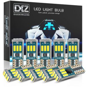 DXZ 10PCS W5W T10 LED Bulbs Canbus 9-SMD 12V 6000K White 194 168 Car Interior Map Dome Lights Parking Light Auto Signal Lamp