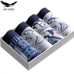 4pcs/Lot Personalized Boxers Mens Underwear Boxer Calzoncillo Hombre Underpants for Man Shorts Panties Male Loose Cotton White